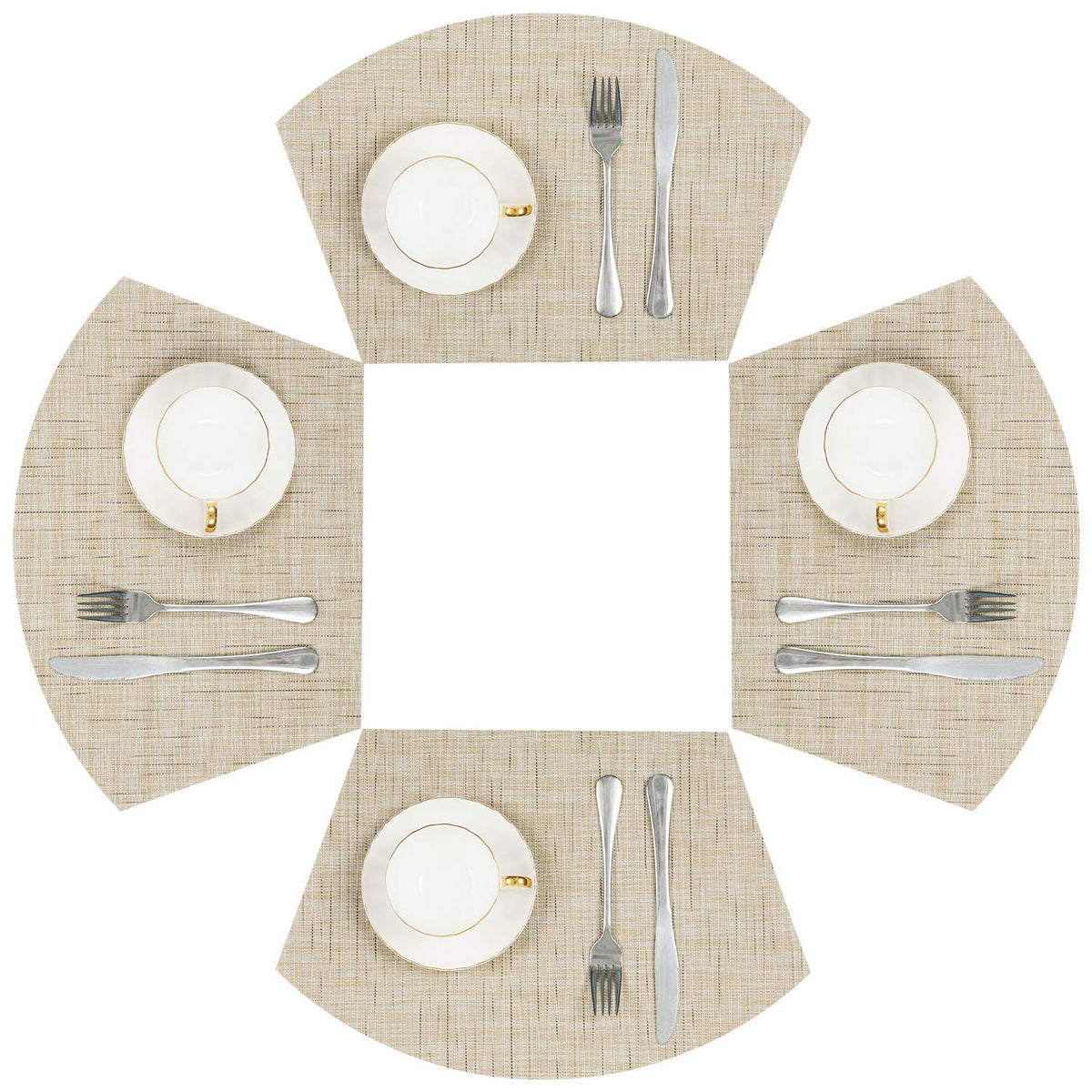 SHACOS Wedge Shape Placemats Set of 4 Woven Vinyl Placemat for Round Table