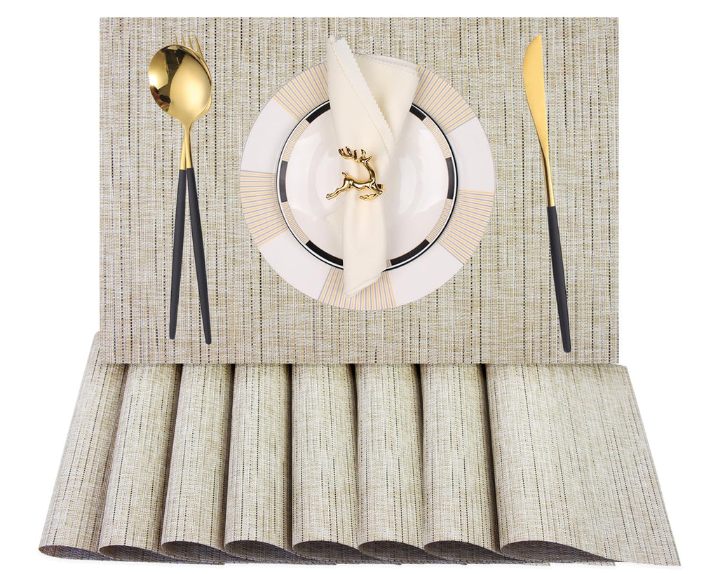PIGCHCY Placemats,Durable Placemats for Dining Table,Washable Woven Vinyl Kitchen Placemats Set of 4 (Brown)