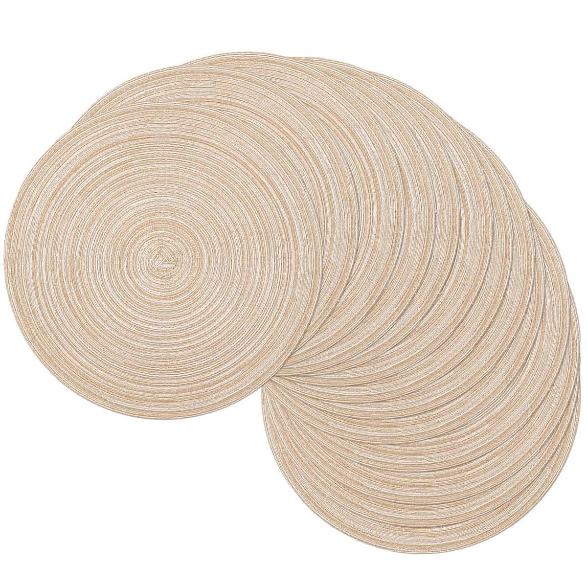 SHACOS Round Braided Placemats Set of 4 Dining Table Placemats 15 inch Circle Place Mats Easy to Clean Table Mats Indoor Outdoor, Blue Gray