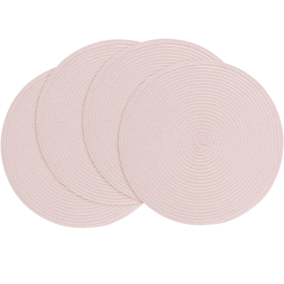 Floroom 15 Inch Round Braided Placemats Set of 4, Washable Heat Resistant Cotton Polyester Circle Place Mats for Kitchen Dining Table - Black