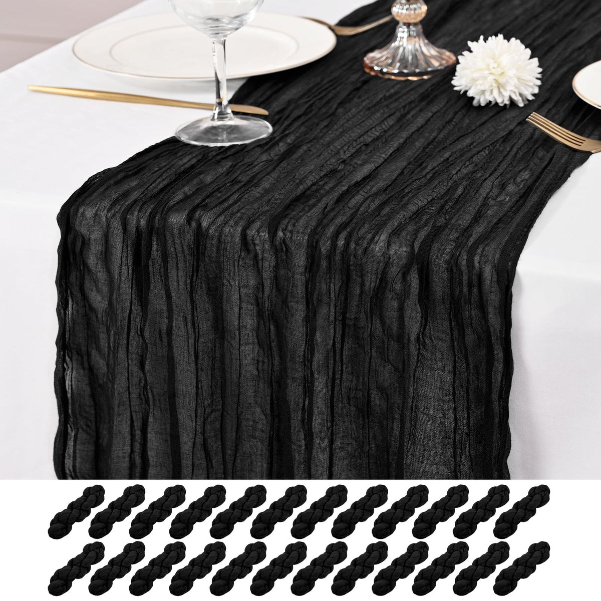 12 Pack Ivory Table Runner 10Ft Cheesecloth Table Runner Rustic Gauze Table Runners Romantic Long Cream Sheer Fabric Cheese Cloth Table Runners for Wedding Party Bridal Baby Shower