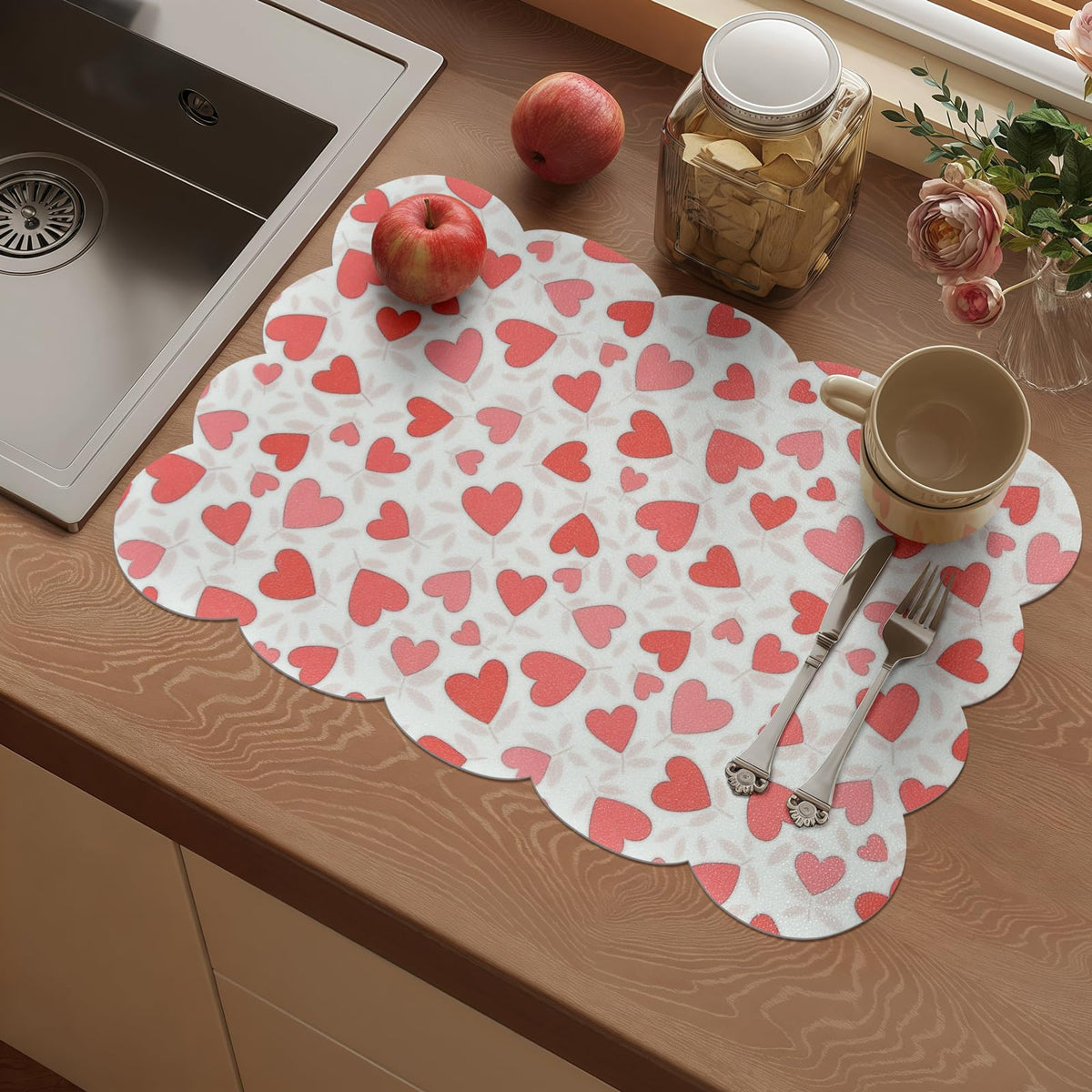 Vinyl Placemats Set of 4-12x17 Inch - Heat Resistant Washable Place Mats Waterproof Non-Slip Wipeable Table Mats for Dining Table Decor, Spring Outdoor Plastic Placemat