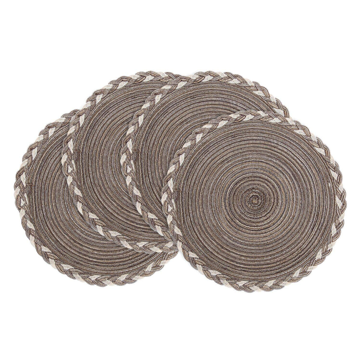 SHACOS Round Braided Placemats Set of 4 Dining Table Placemats 15 inch Circle Place Mats Easy to Clean Table Mats Indoor Outdoor, Blue Gray