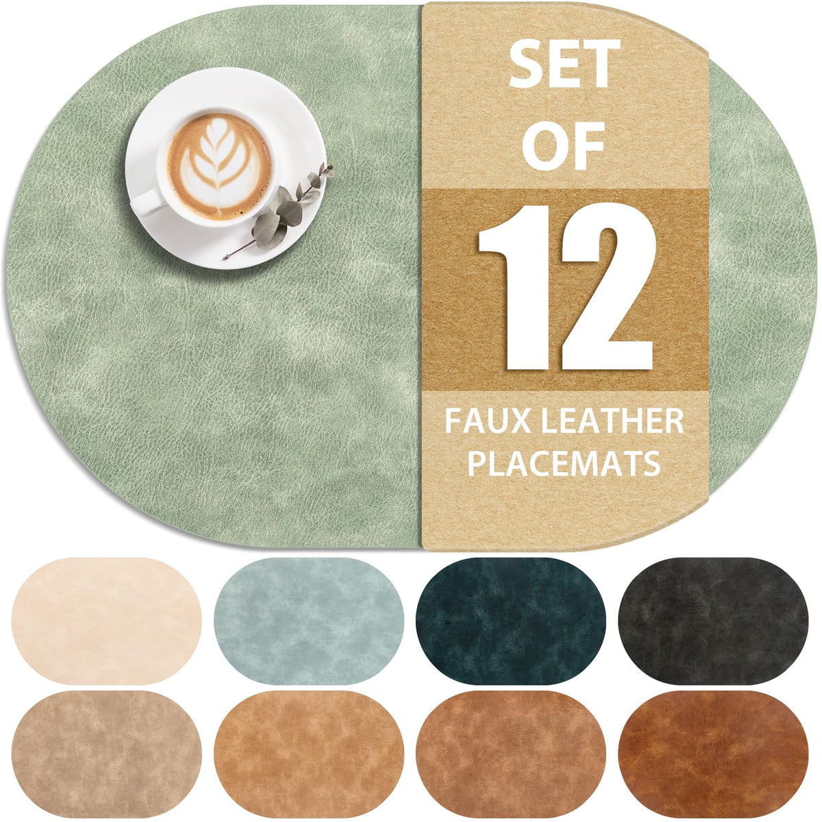 ADRIMER Placemats, Heat Resistant Oval Place Mats Set of 4 Easy to Clean