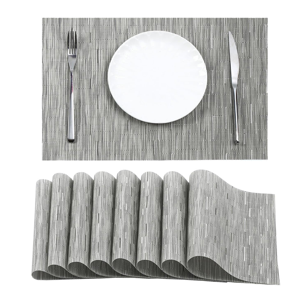 Leetaltree Light Brown Placemats Set of 8 - Heat Resistant Woven Vinyl