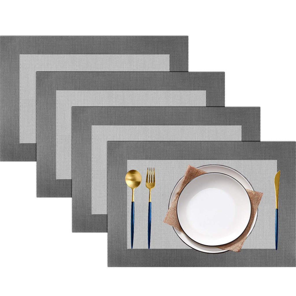 PIGCHCY Placemats,Durable Placemats for Dining Table,Washable Woven Vinyl Kitchen Placemats Set of 4 (Brown)