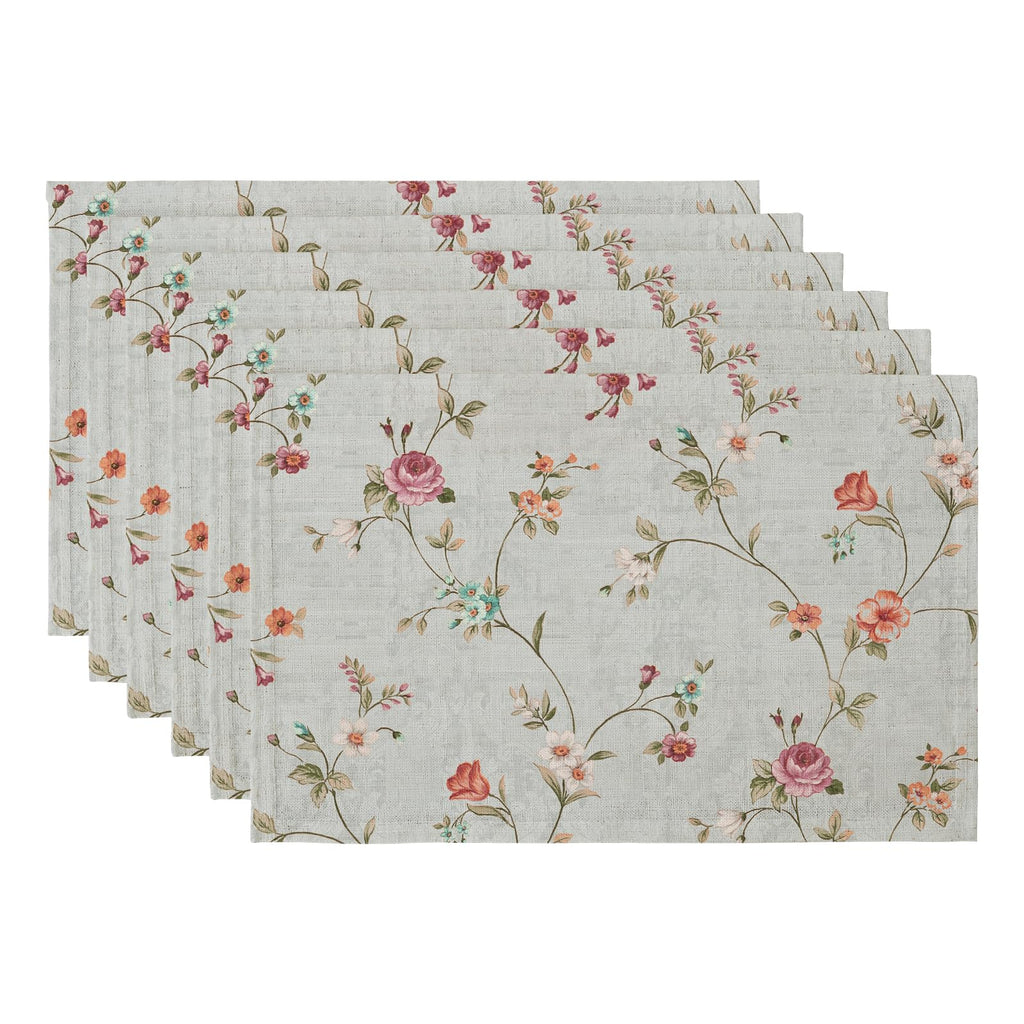 QIYI Boho Table Placemats Set of 4, 12"x18" Linen Place Mats, Wildflowers