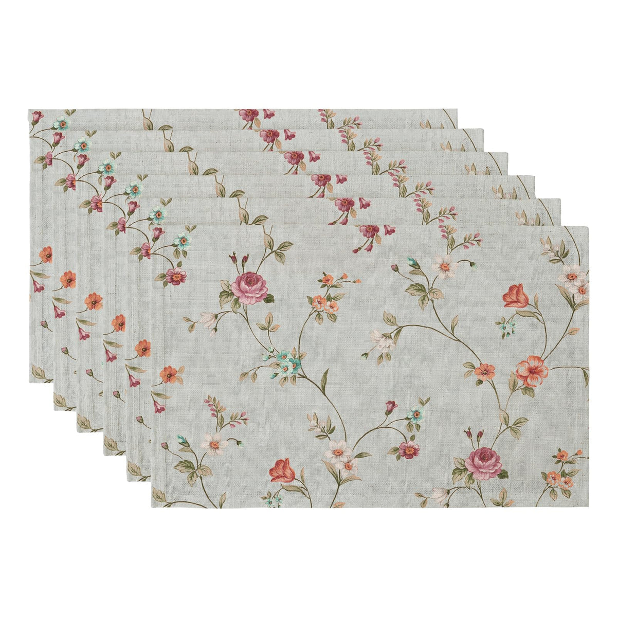 QIYI Boho Table Placemats Set of 4, 12"x18" Linen Place Mats, Wildflowers