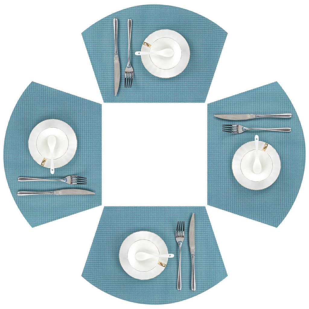 SHACOS Wedge Shape Placemats Set of 4 Woven Vinyl Placemat for Round Table