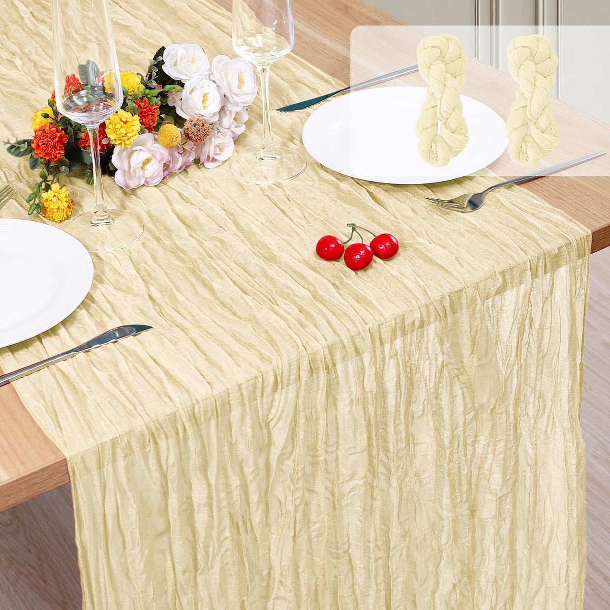 12 Pack Cheesecloth Table Runner, Runner Gauze Boho Wedding Decor Romantic Table Runner for Wedding Birthday Party(35" x 118") (Terracotta)