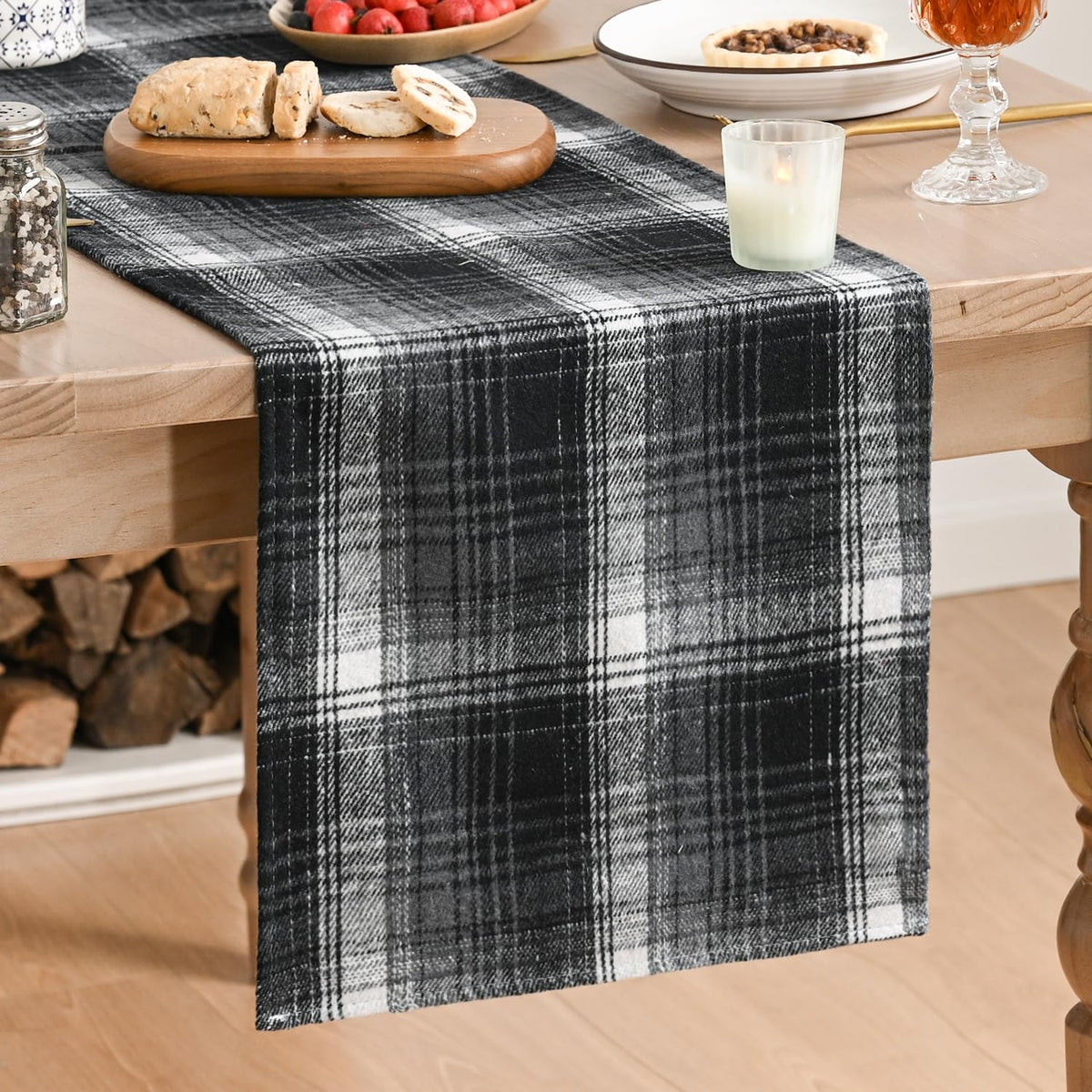 Artoid Mode Rust Farmhouse Plaid Fall Table Runner 13x72 Inch