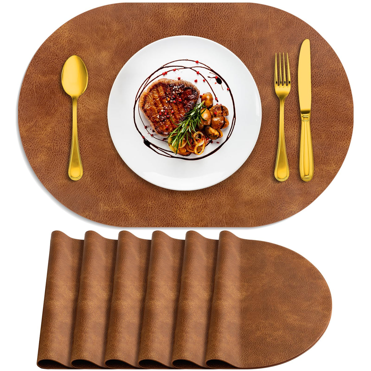 ADRIMER Placemats, Heat Resistant Oval Place Mats Set of 4 Easy to Clean