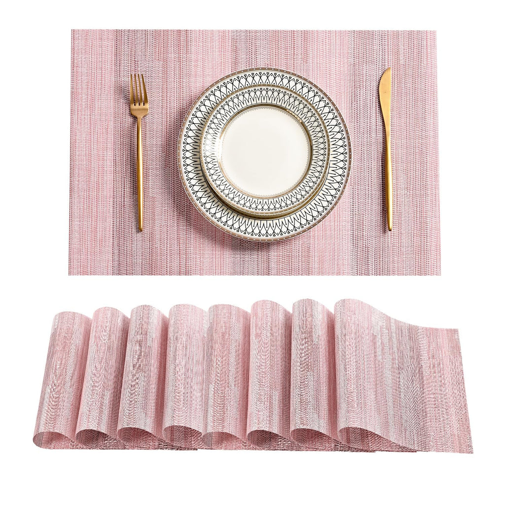 Leetaltree Light Brown Placemats Set of 8 - Heat Resistant Woven Vinyl