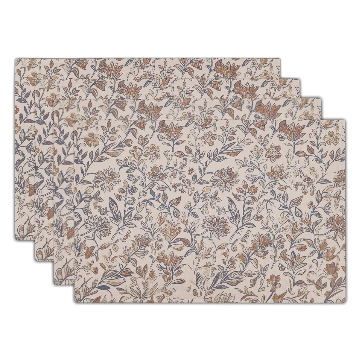 Kawani Blue White Floral Placemats Set of 4 Spring Summer Flower Branches Place Mats 12x18 Inch Chinoiserie Table Mats for Home Kitchen Party Decor