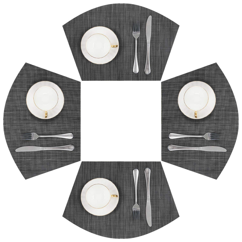 SHACOS Wedge Shape Placemats Set of 4 Woven Vinyl Placemat for Round Table