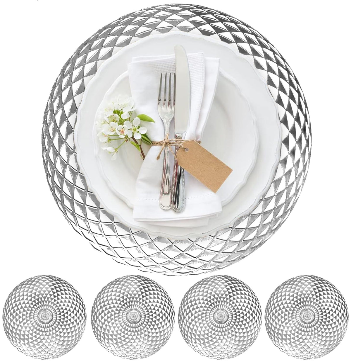 Vinyl Rectangular Placemats Set of 4 - Non Slip Place Mats Ideal for Indoor and Outdoor Dining Table - Washable and Heat Resistant Table Mat for Kitchen Tables (Live Laugh Love)