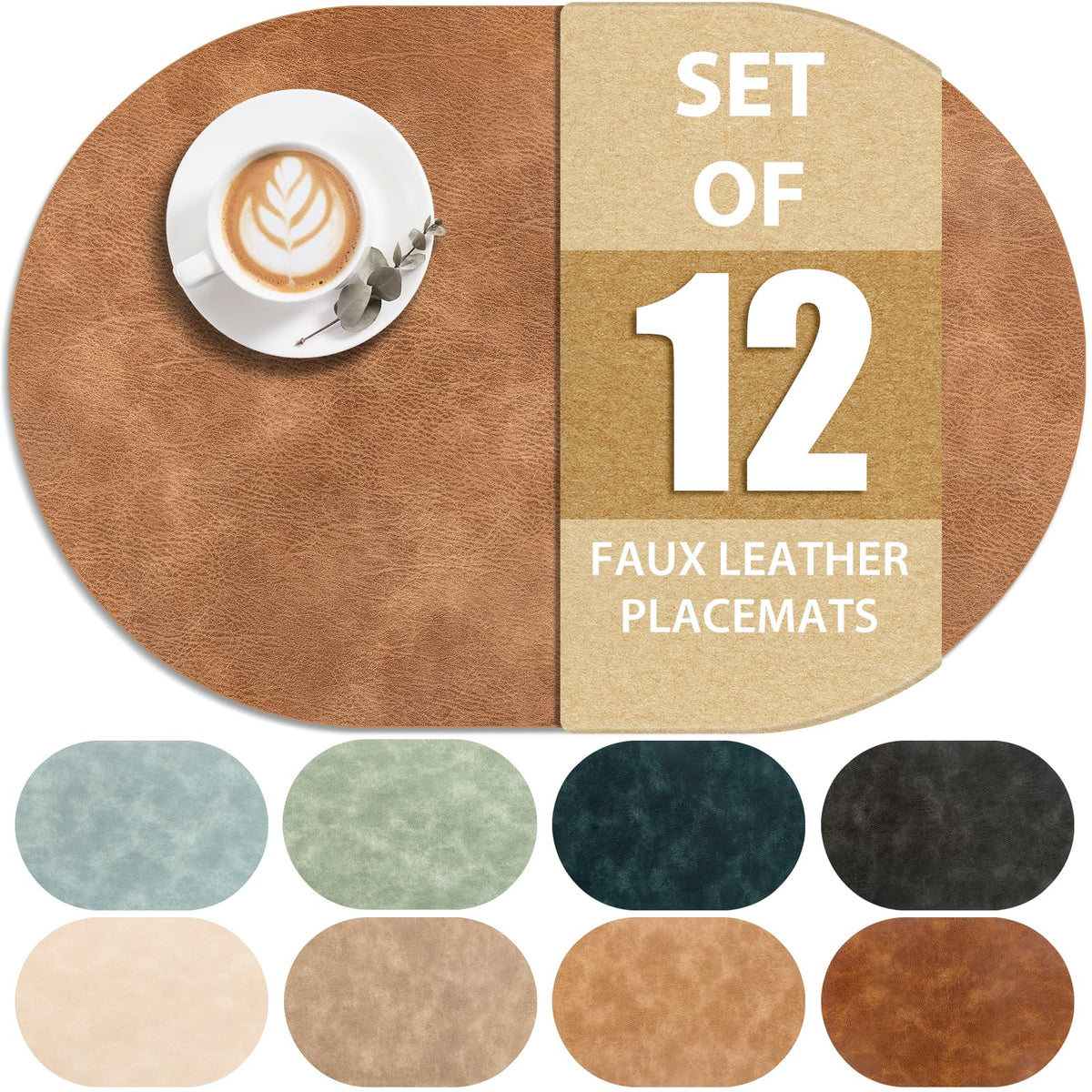 ADRIMER Placemats, Heat Resistant Oval Place Mats Set of 4 Easy to Clean