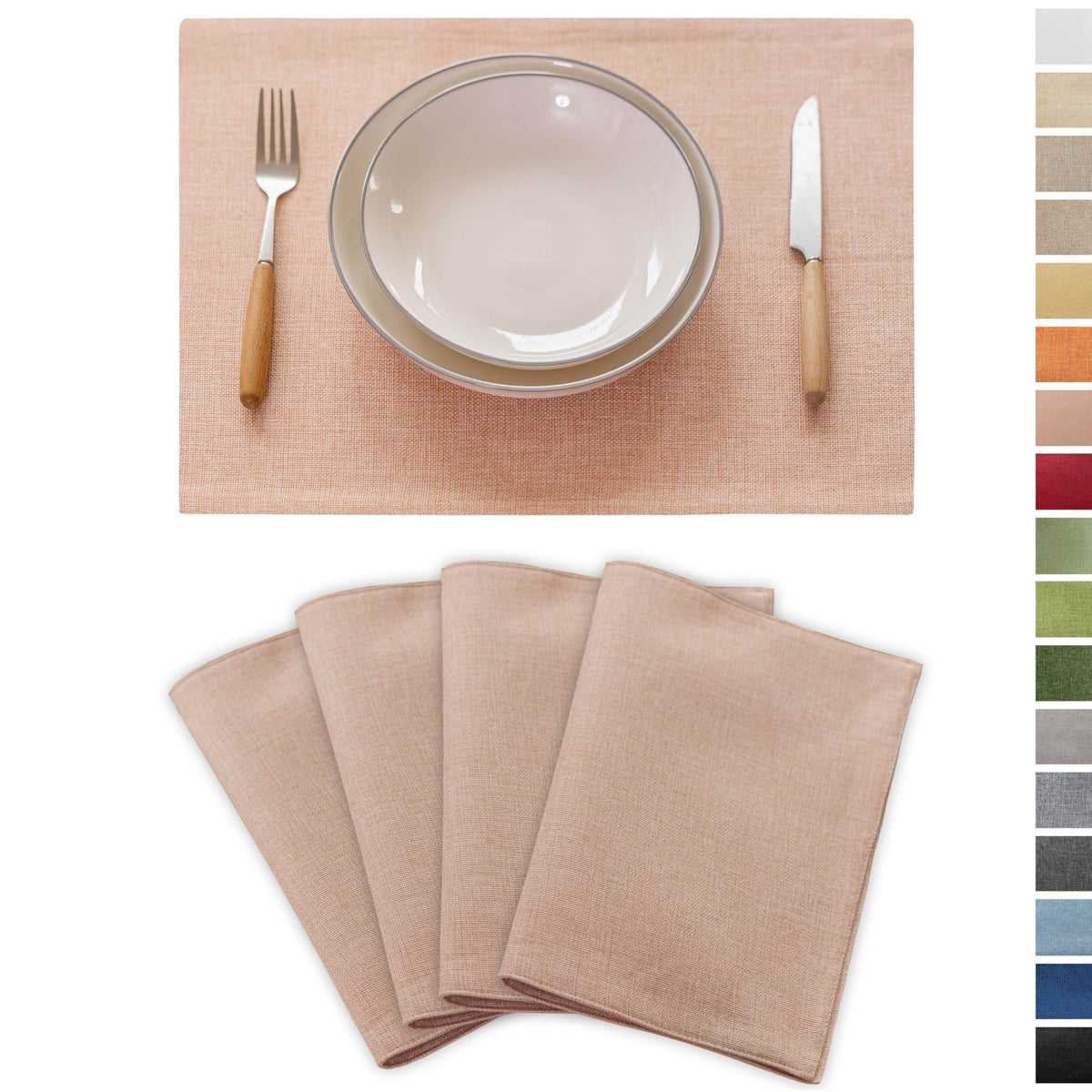 Demetex Cloth Placemats Green Set of 4 Vintage Textured Linen Place Mats Heat Resistant Plate Placemat for Kitchen Dinning Table, Green