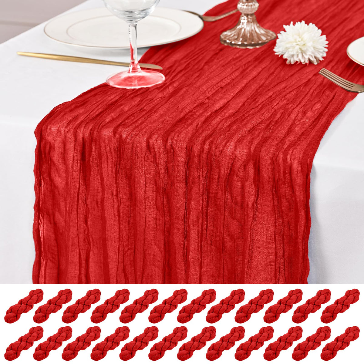 12 Pack Ivory Table Runner 10Ft Cheesecloth Table Runner Rustic Gauze Table Runners Romantic Long Cream Sheer Fabric Cheese Cloth Table Runners for Wedding Party Bridal Baby Shower