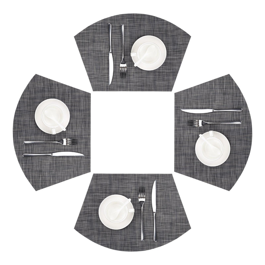 SHACOS Wedge Shape Placemats Set of 4 Woven Vinyl Placemat for Round Table