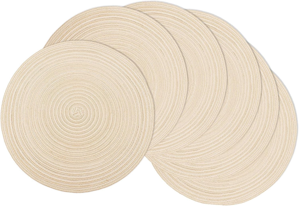 MIAOMIAO Round Placemats Set of 6 Braided Dining Table Kitchen Decor Mets