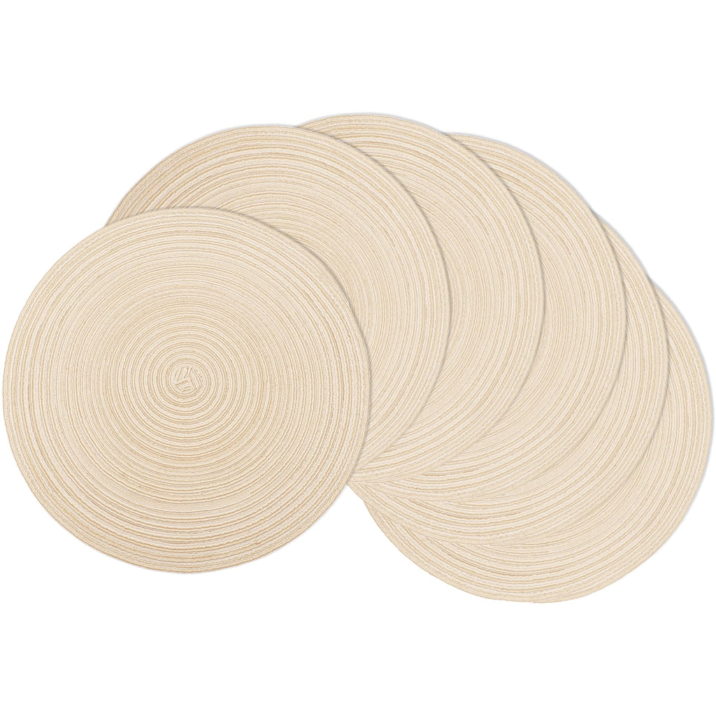 MIAOMIAO Round Placemats Set of 6 Braided Dining Table Kitchen Decor Mets