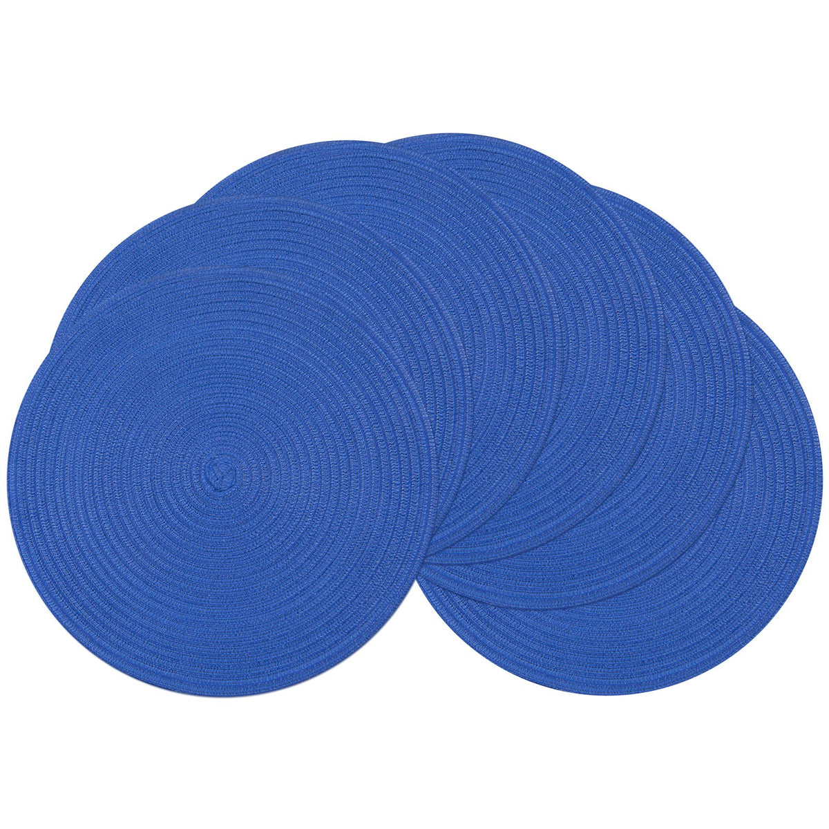 SHACOS Round Braided Placemats Set of 4 Dining Table Placemats 15 inch Circle Place Mats Easy to Clean Table Mats Indoor Outdoor, Blue Gray