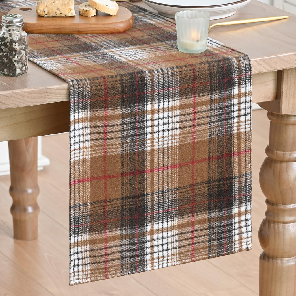 Artoid Mode Rust Farmhouse Plaid Fall Table Runner 13x72 Inch