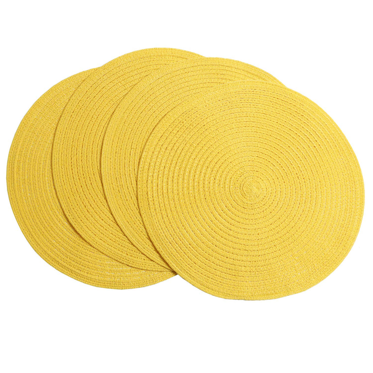 SHACOS Round Braided Placemats Set of 4 Dining Table Placemats 15 inch Circle Place Mats Easy to Clean Table Mats Indoor Outdoor, Blue Gray