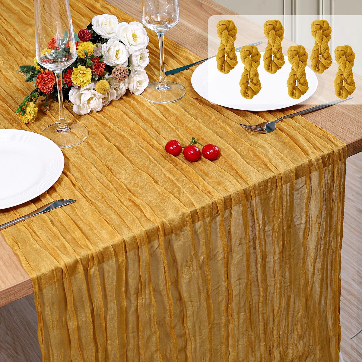 12 Pack Cheesecloth Table Runner, Runner Gauze Boho Wedding Decor Romantic Table Runner for Wedding Birthday Party(35" x 118") (Terracotta)