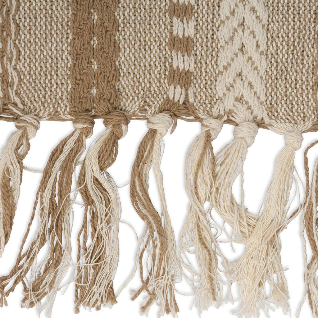 DII Braided Stripe Table Runner, 15x72 with 2.5" Fringe, Stone