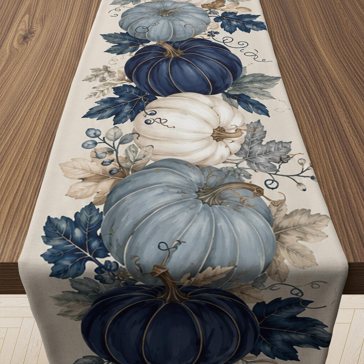 Thanksgiving Table Decor - Vintage Autumn Pumpkin Floral Table Runner
