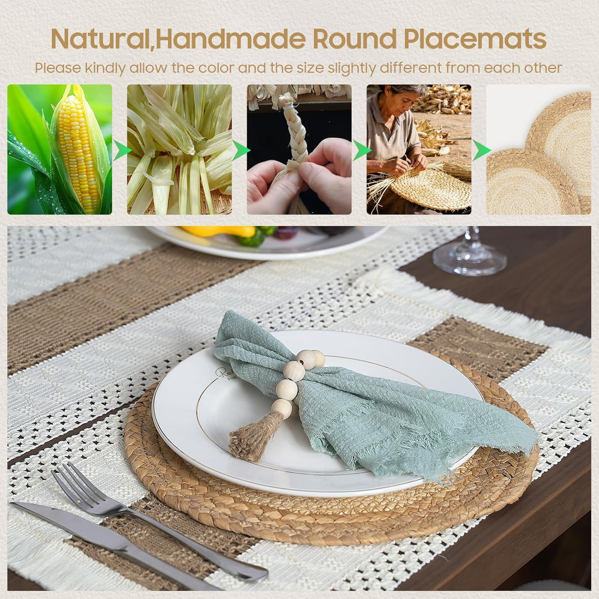 Placemats Set of 6 with 6 PCs Round Placemats and 6 PCs Table Mats