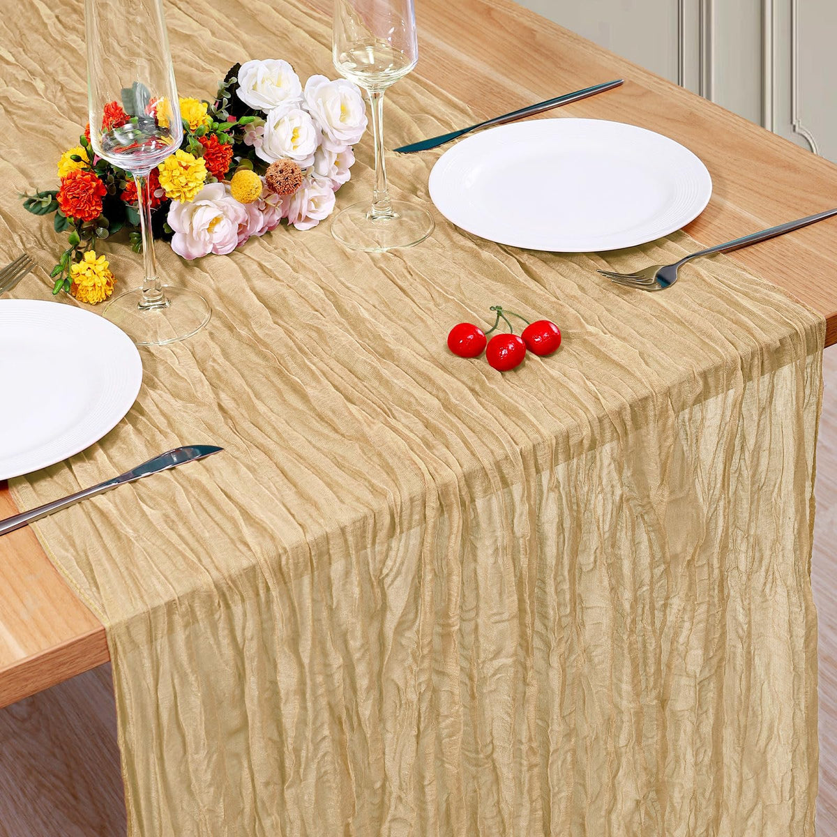 12 Pack Cheesecloth Table Runner, Runner Gauze Boho Wedding Decor Romantic Table Runner for Wedding Birthday Party(35" x 118") (Terracotta)