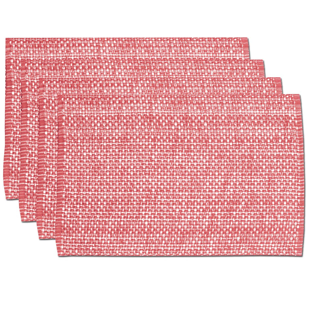 Sweet Home Collection 100% Cotton Placemats for Dining Room Rectangle Two Tone Woven Fabric 13" x 19" Soft Durable Table Mat Set, Set of 4, Eggshell