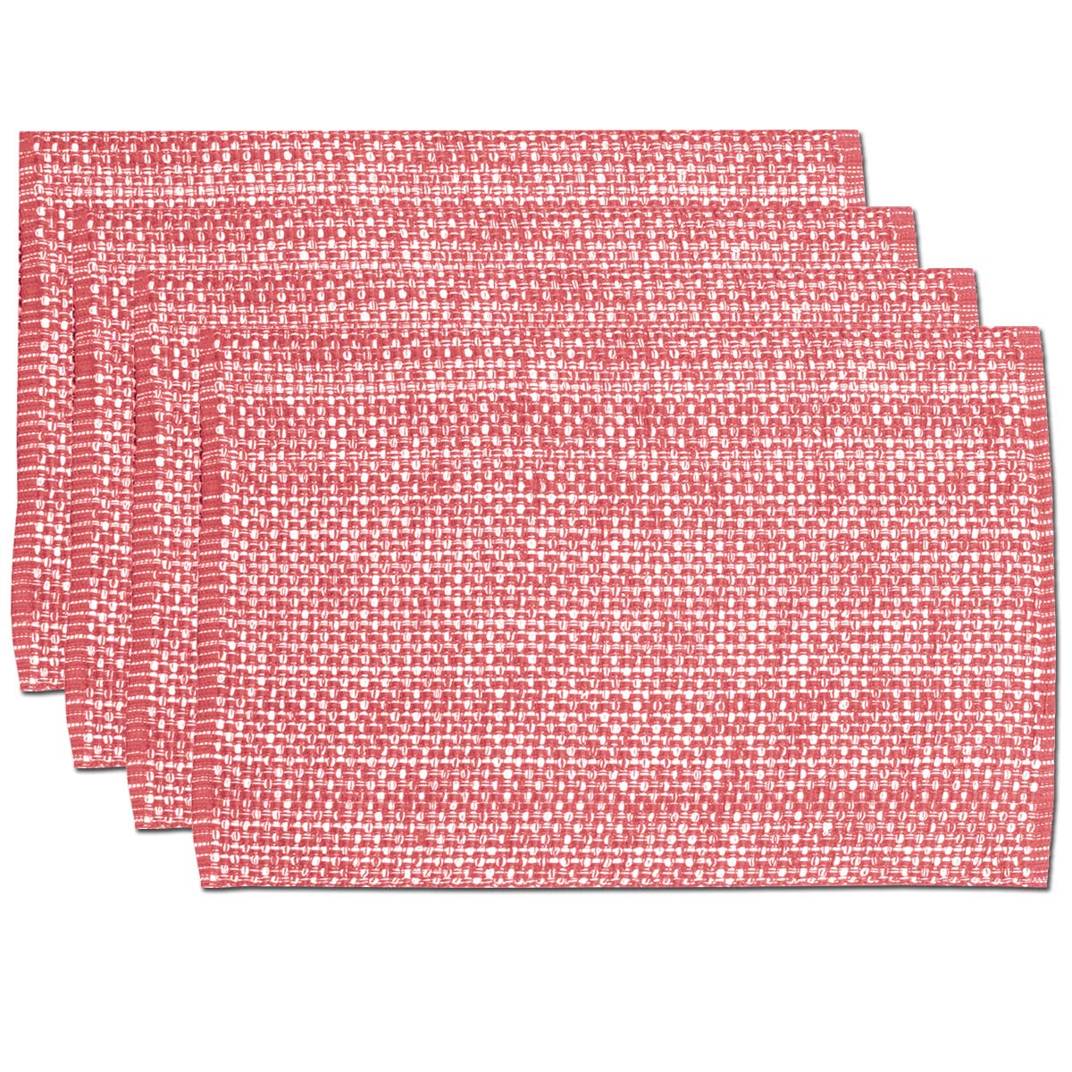 Sweet Home Collection 100% Cotton Placemats for Dining Room Rectangle Two Tone Woven Fabric 13" x 19" Soft Durable Table Mat Set, Set of 4, Eggshell