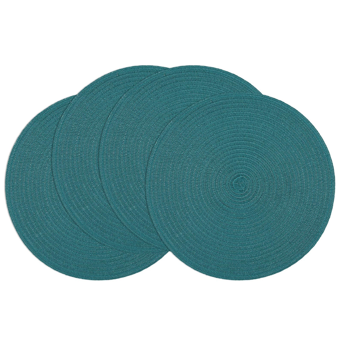 SHACOS Round Braided Placemats Set of 4 Dining Table Placemats 15 inch Circle Place Mats Easy to Clean Table Mats Indoor Outdoor, Blue Gray