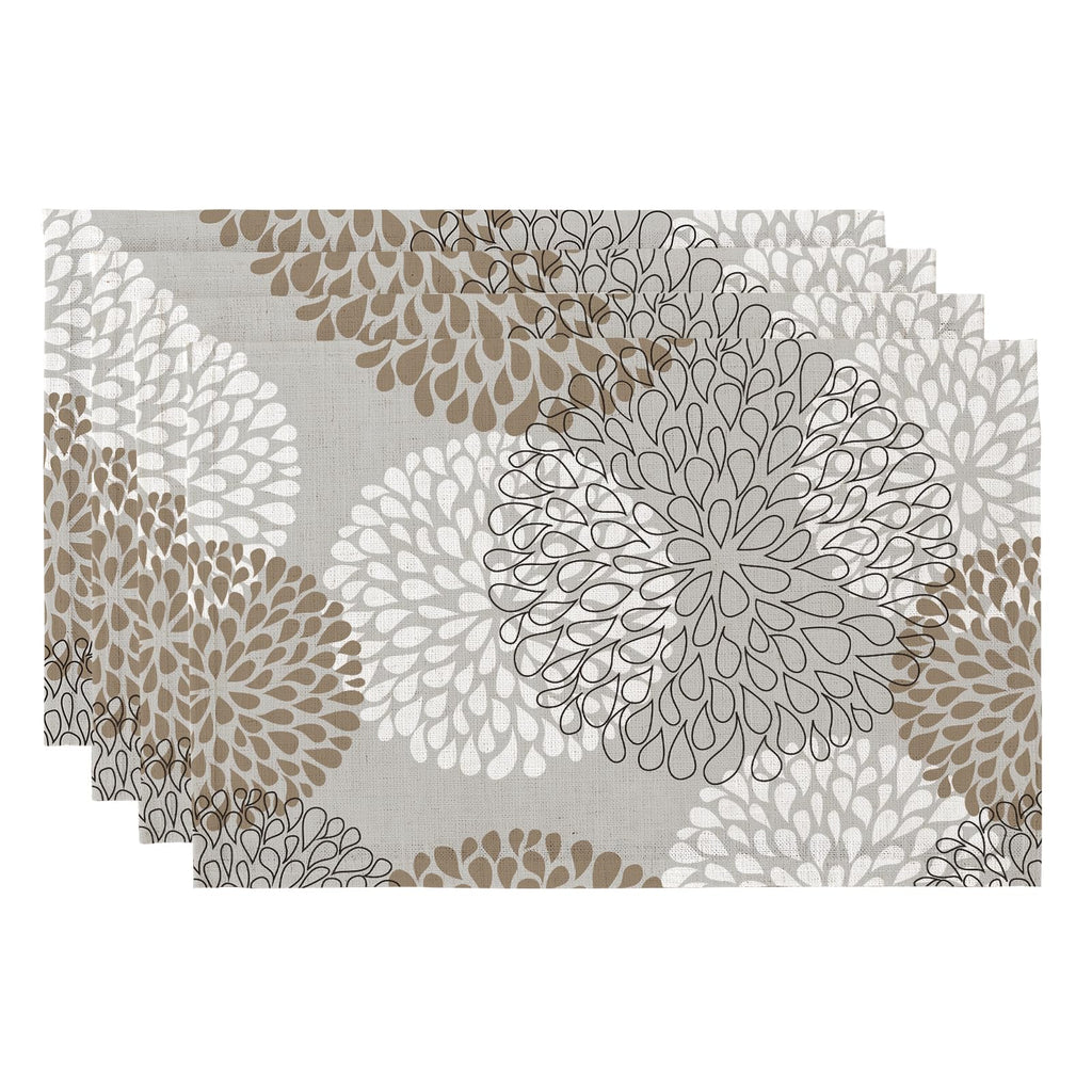 QIYI Boho Table Placemats Set of 4, 12"x18" Linen Place Mats, Wildflowers