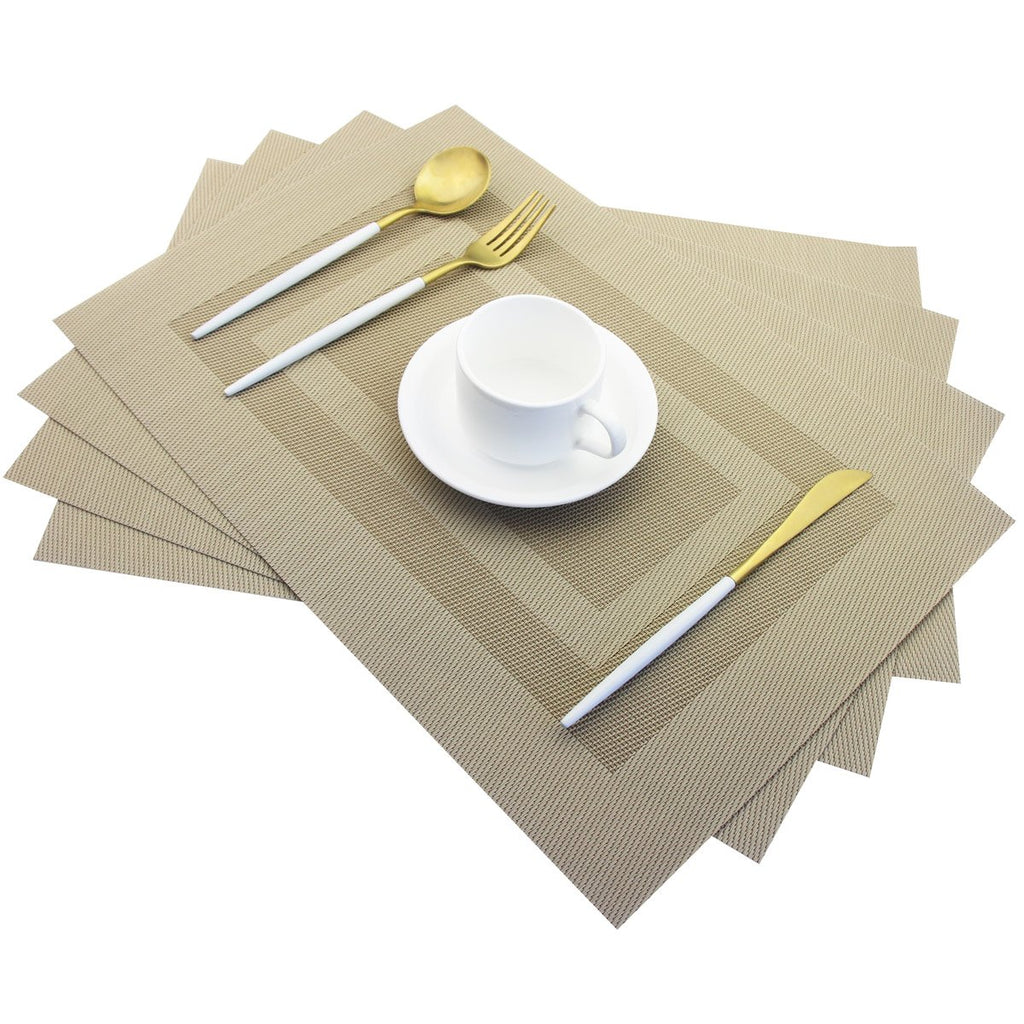 PIGCHCY Placemats,Durable Placemats for Dining Table,Washable Woven Vinyl Kitchen Placemats Set of 4 (Brown)