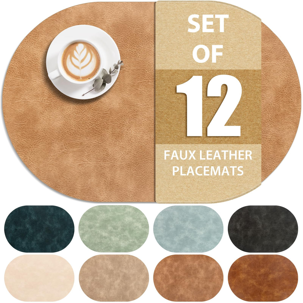 ADRIMER Placemats, Heat Resistant Oval Place Mats Set of 4 Easy to Clean