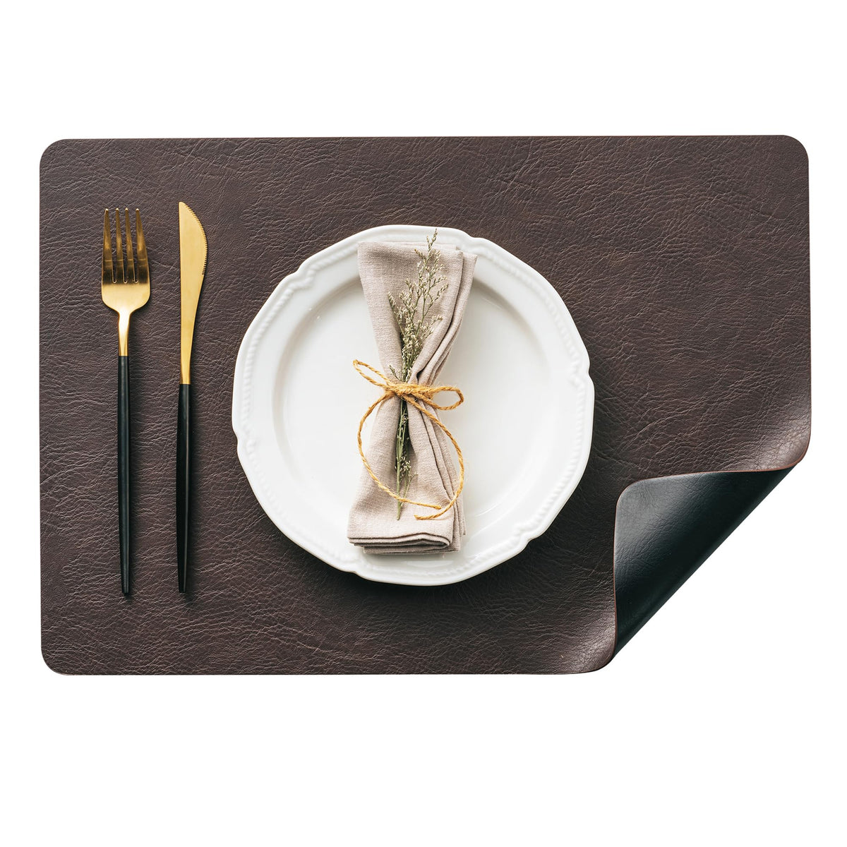 DOLOPL Placemats Set of 8, Reversible Dual-Color Faux Leather Place Mats
