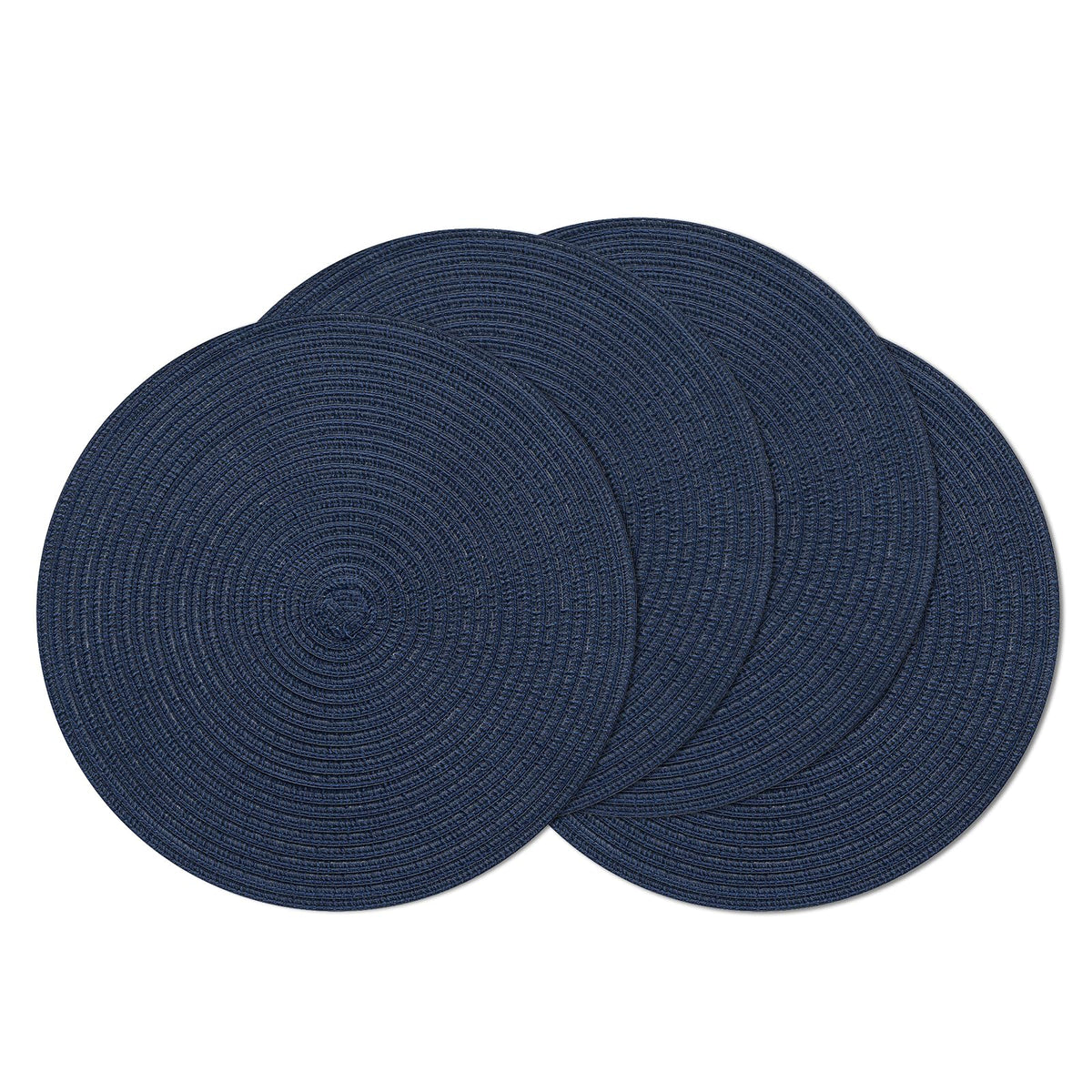 SHACOS 15 inch Round Placemats Set of 6, Cotton Polyester Woven Braided Place Mats, Washable Heat Resistant Circle Table Mats for Dining Table (Beige, 6)