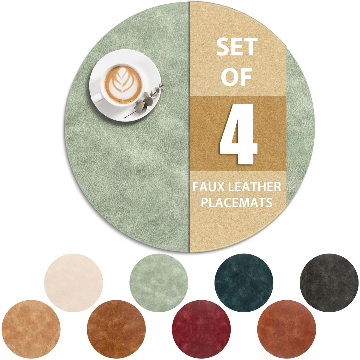 ADRIMER Placemats, Heat Resistant Oval Place Mats Set of 4 Easy to Clean
