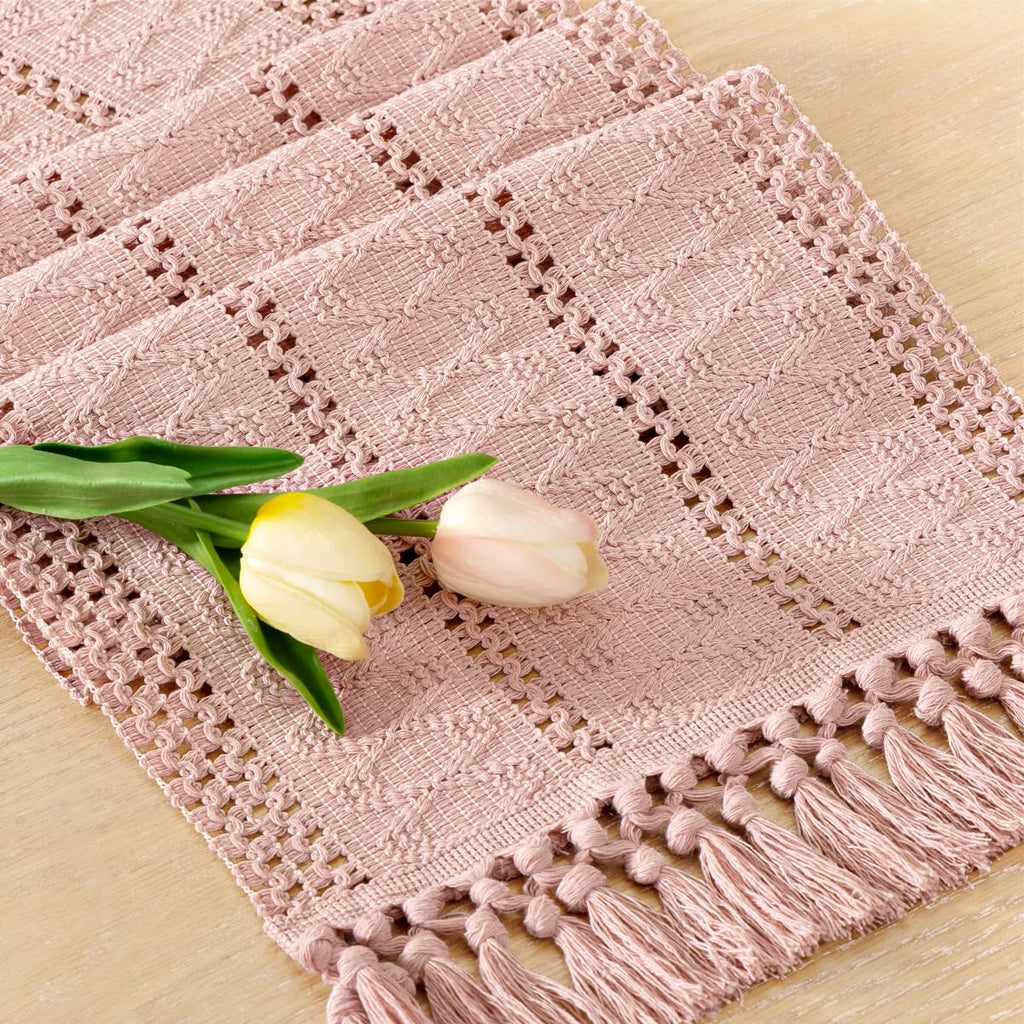 Boho Table Runner Fall Farmhouse Burlap Dining Dresser Scarf Home Decor