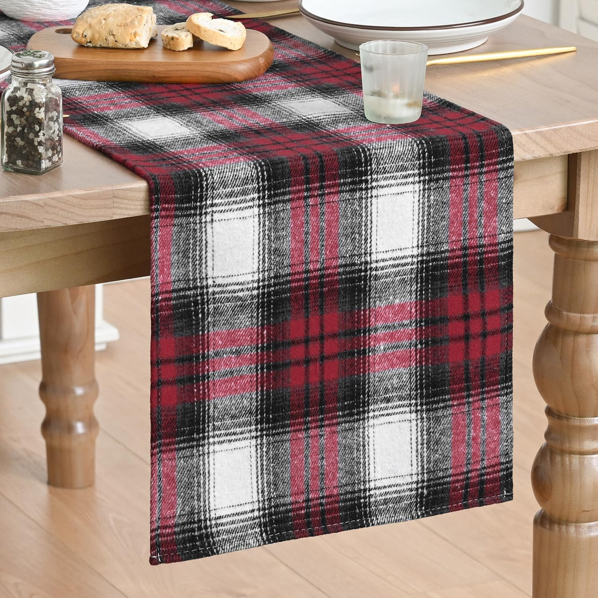 Artoid Mode Rust Farmhouse Plaid Fall Table Runner 13x72 Inch