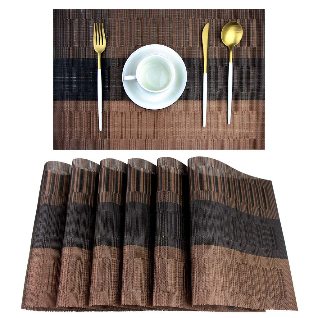 PIGCHCY Placemats,Durable Placemats for Dining Table,Washable Woven Vinyl Kitchen Placemats Set of 4 (Brown)
