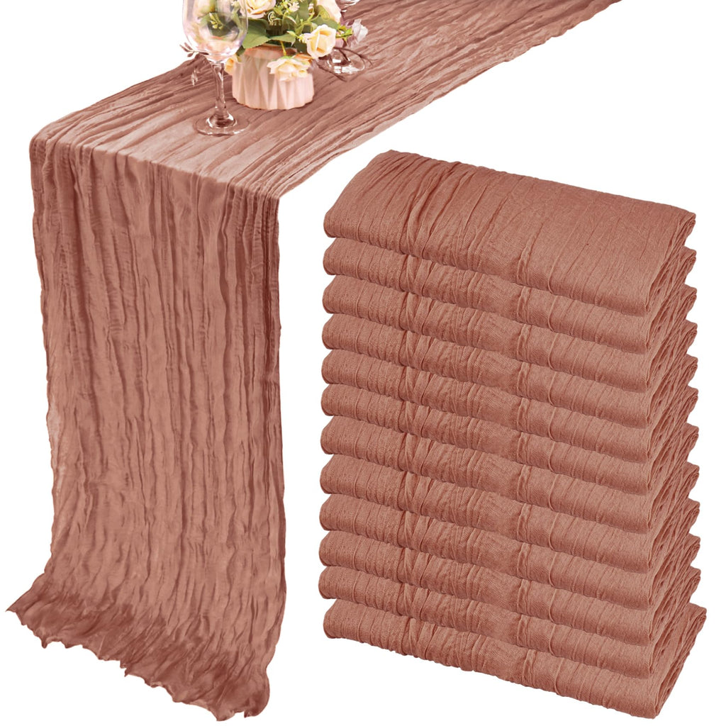 35x72 Inch Sage Green Cheesecloth Table Runner Fall Boho Wedding Decor