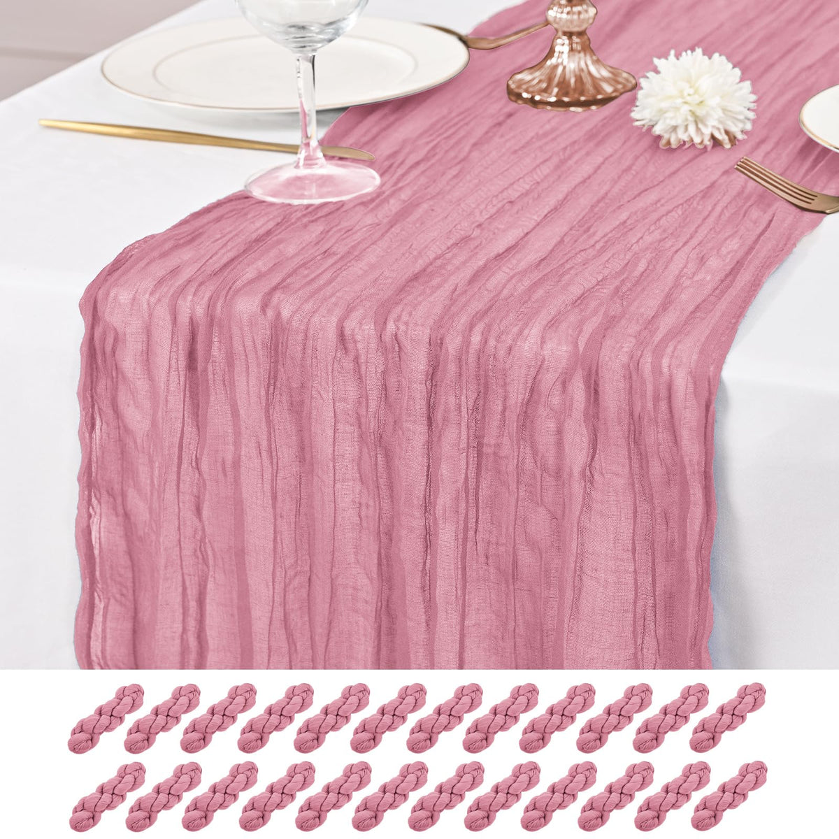 12 Pack Ivory Table Runner 10Ft Cheesecloth Table Runner Rustic Gauze Table Runners Romantic Long Cream Sheer Fabric Cheese Cloth Table Runners for Wedding Party Bridal Baby Shower