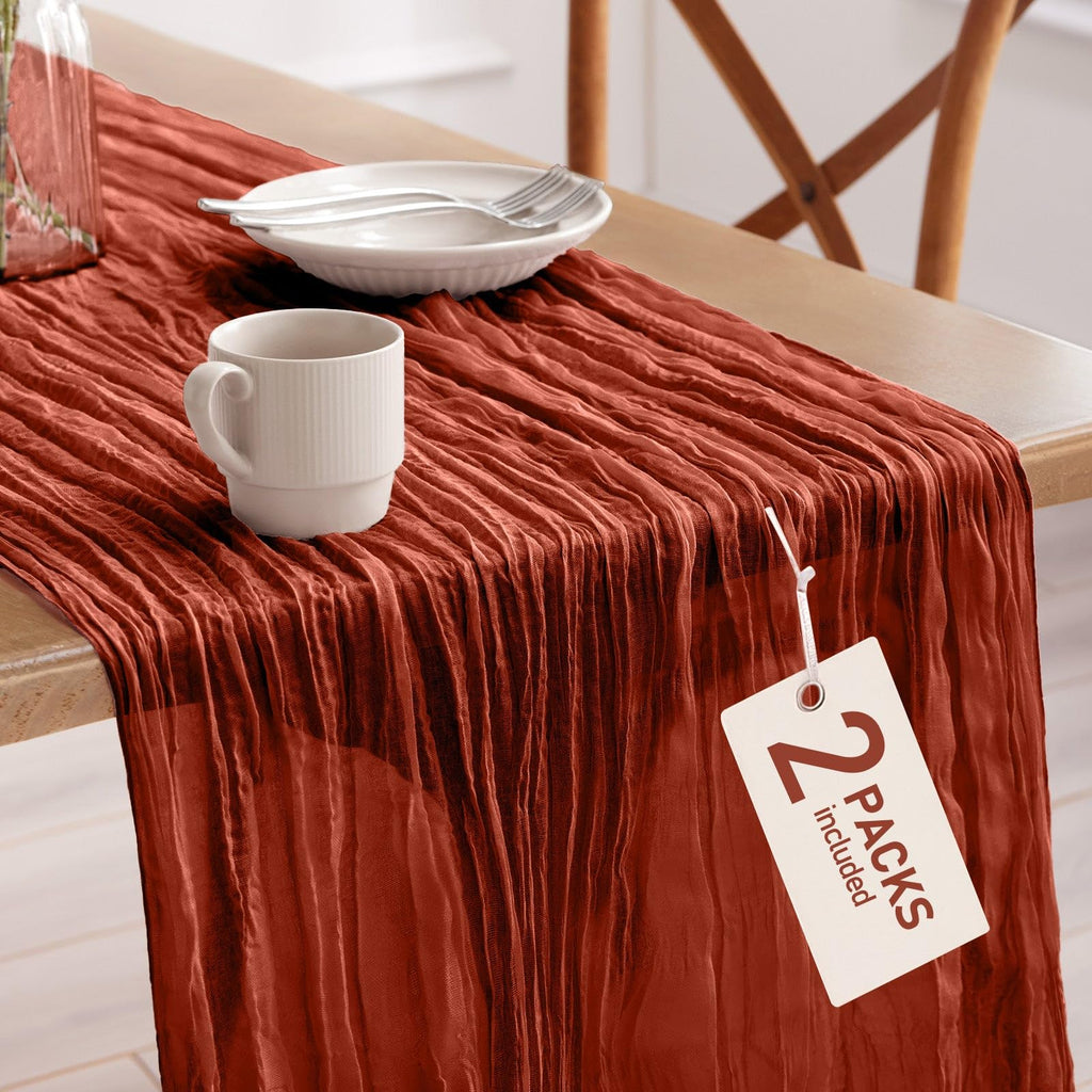Pureegg 2 Pack Cheesecloth Table Runner 120 Inch Dusty Blue