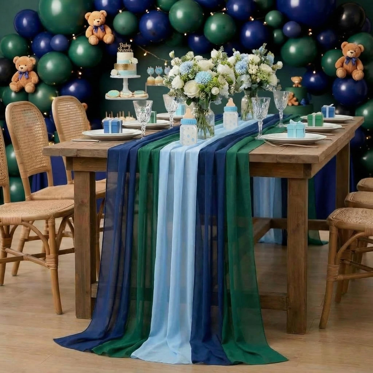Boao 6 Pcs Fall Burnt Orange Party Decorations Chiffon Table Runners
